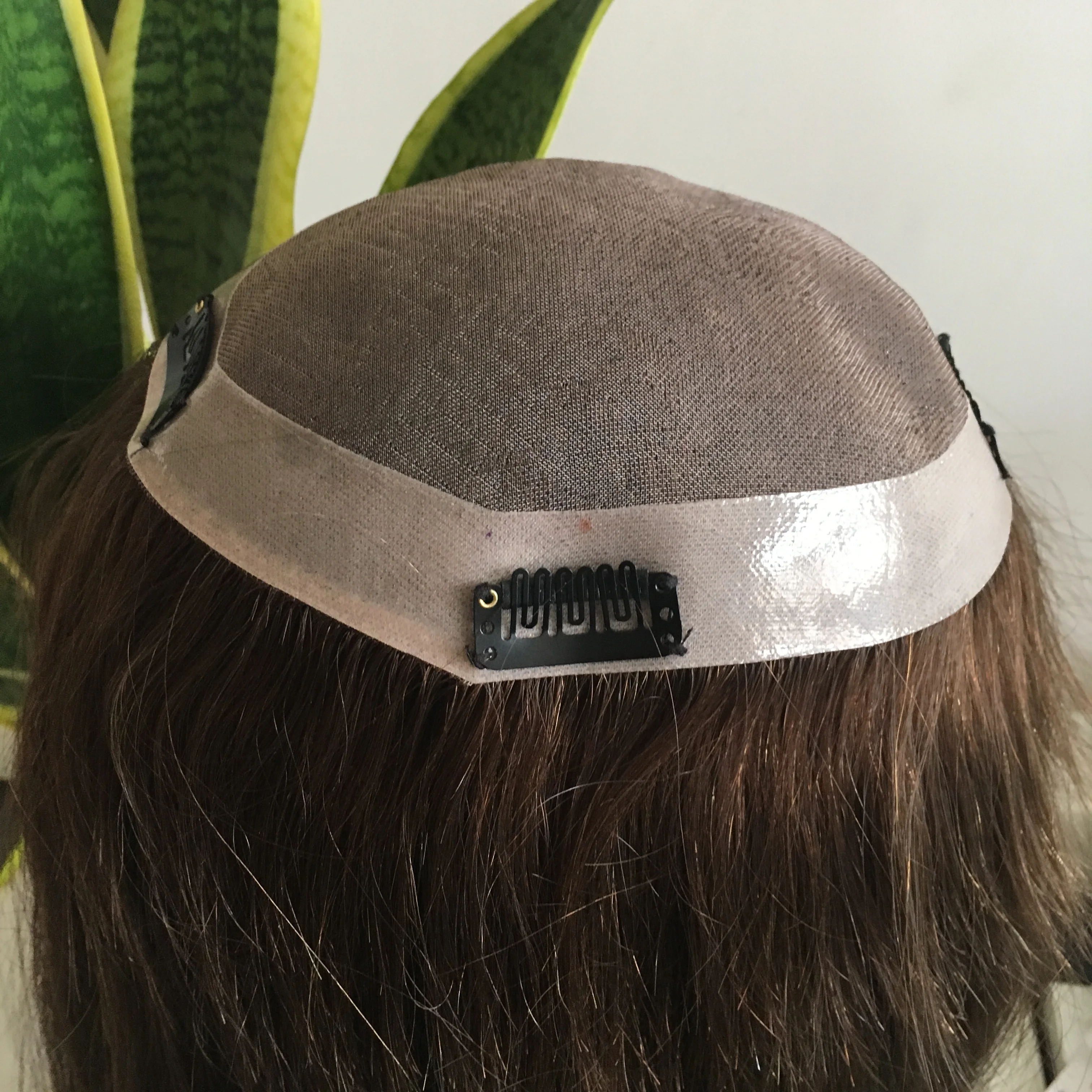 Stock Swiss lace and Mono Lace Human Remy Hair Toupee for Women