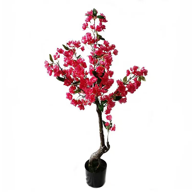 Artificial red cherry blossom tree  potted flowering plant bonsai tree for sale MY3109