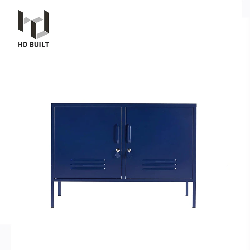 Home furniture modern colorful steel TV cabinet metal living room storage cabinet with two locks