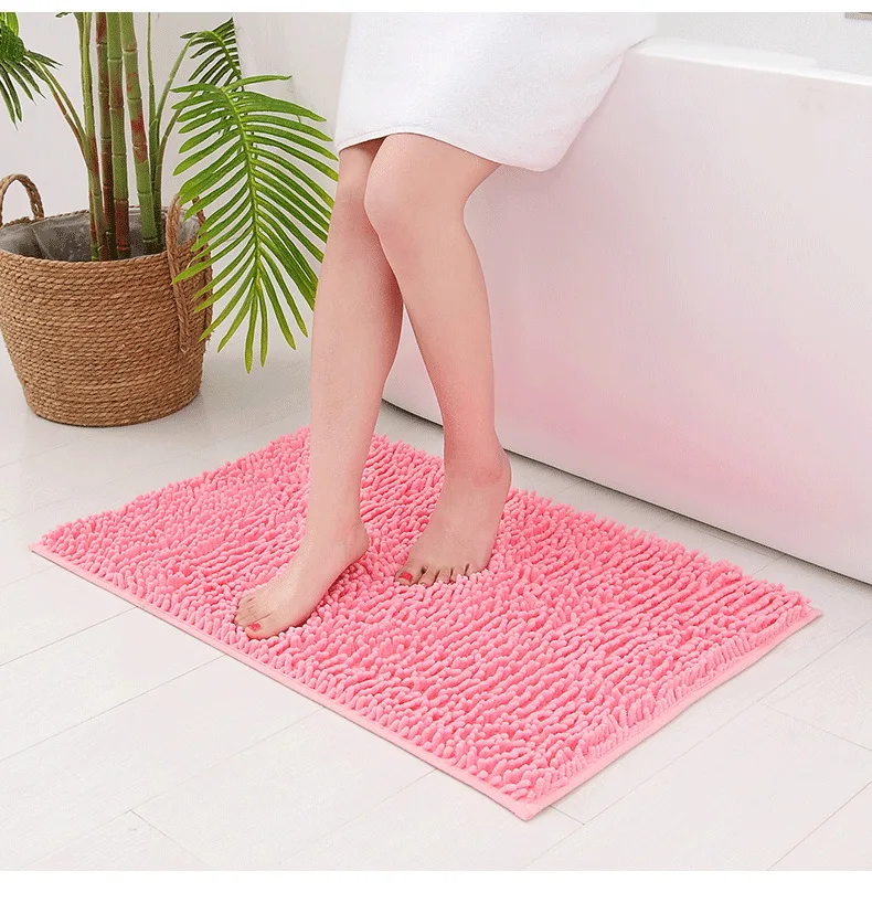 
Non Slip Shaggy Chenille Bath Mat for Bathroom Rug Microfiber Water Absorbent Bath mat 