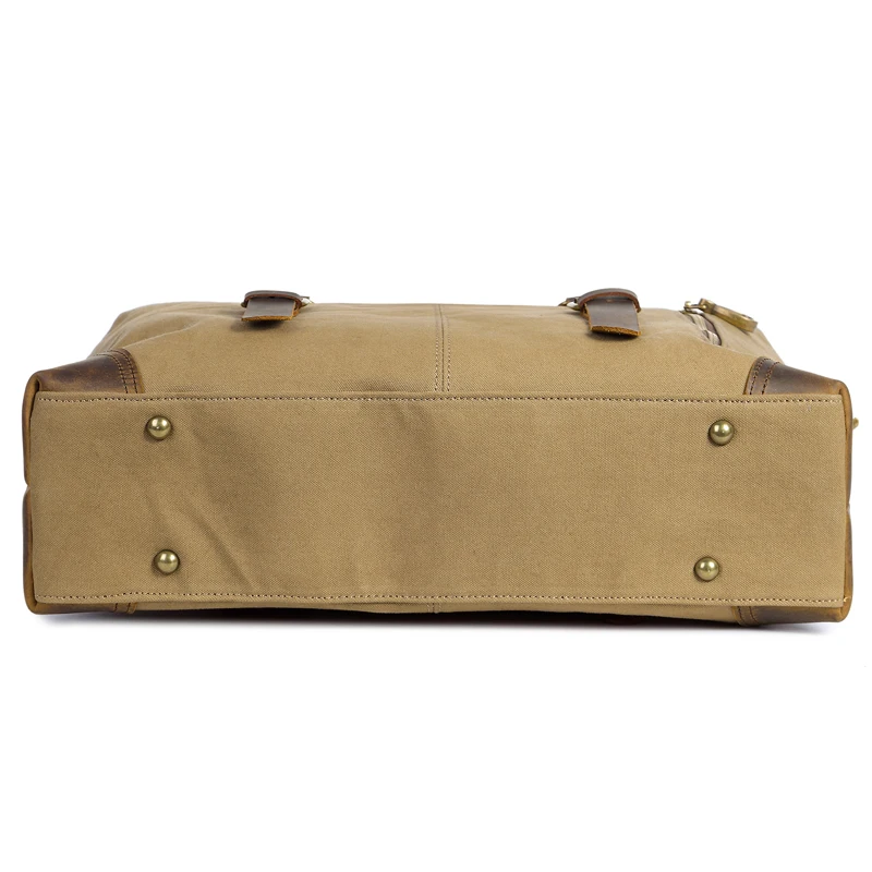 Мужской холщовый портфель из натуральной кожи