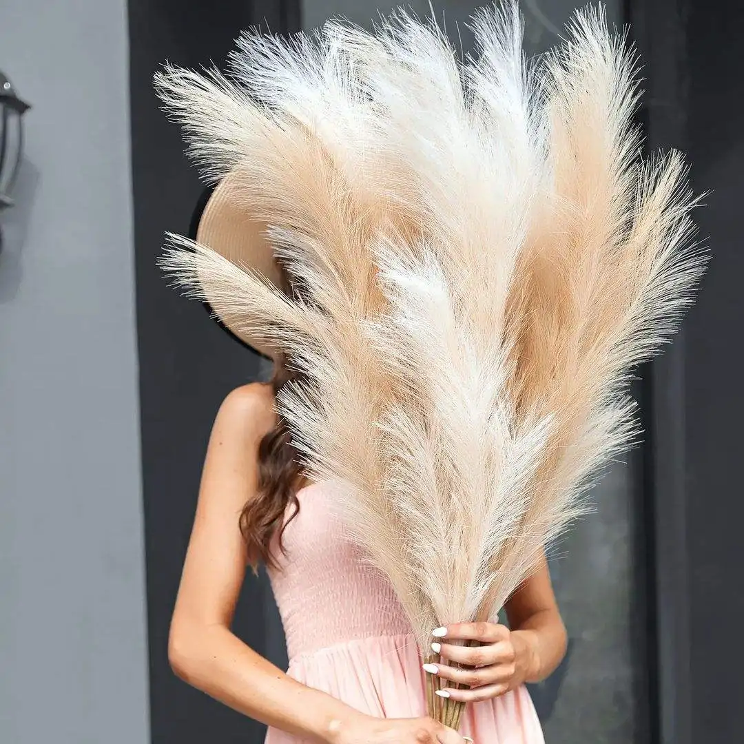 Palmy New Hot Artificial Feather Grass 45 cm Fluffy Decorative Wedding Flowers Faux Artificial Pampas Grass