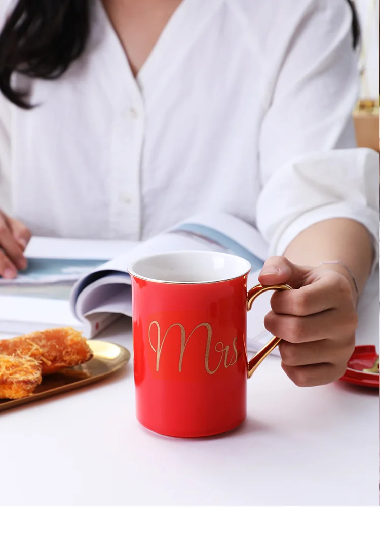XMas mr and mrs coffee mugs with lid ceramic mug wholesale bone china mug