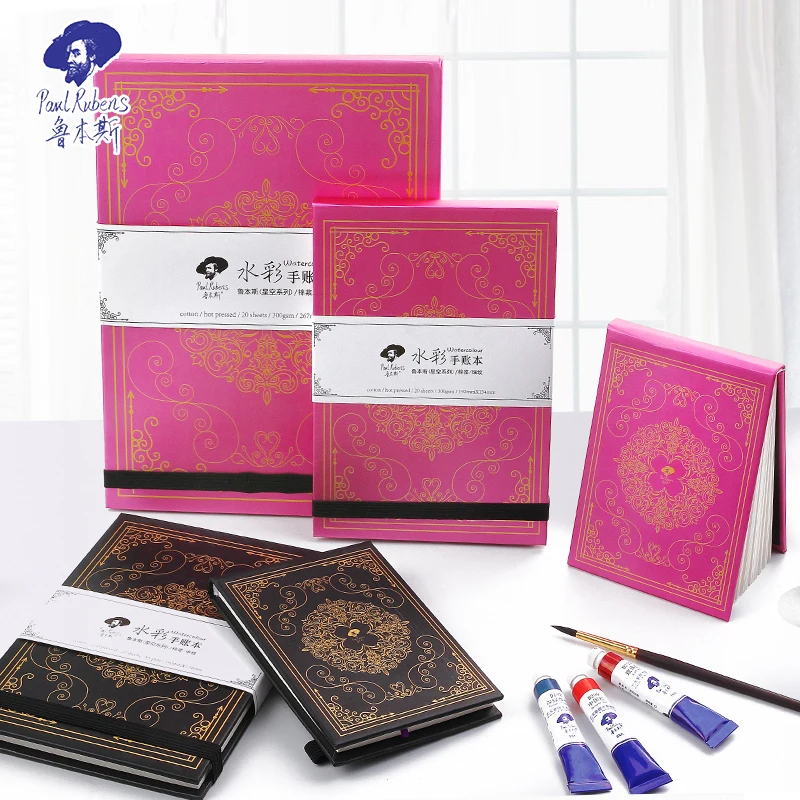 Paul Rubens Watercolor Paper Pad Book, Sketchbook, 20 Sheets (140lb/300gsm), 100% Cotton Artist Art Supplies for Mixed Media-16K