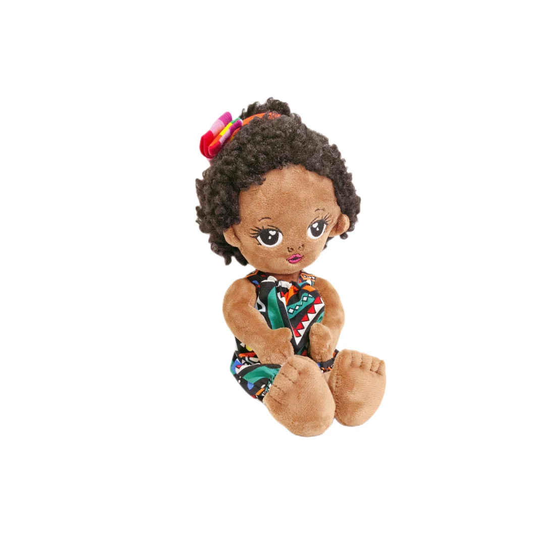 Custom Plush Doll Soft Black African American Dress Up Cute Cloth Rag Doll
