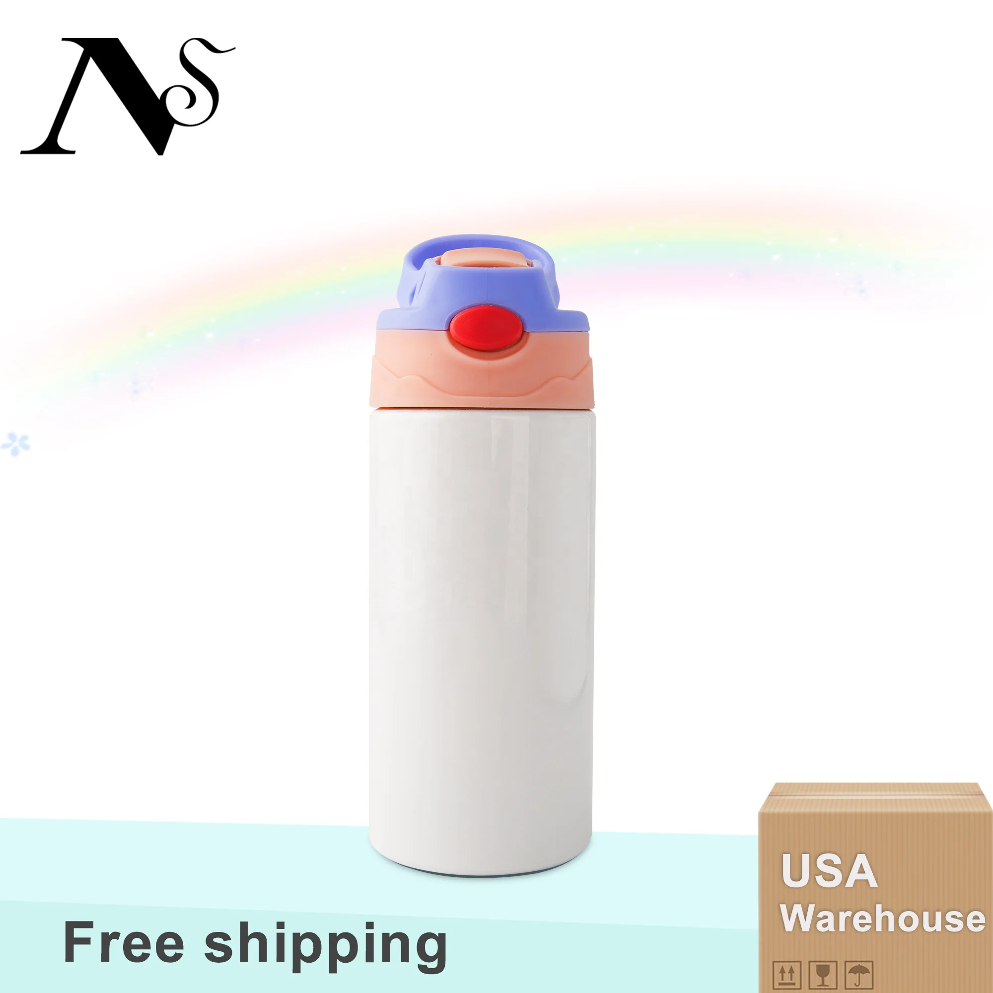 USA In Stock Leak Proof Mixed Color Sippy Cup Black And Red Blanks 12oz Kids Sublimation Tumbler With Flip Top