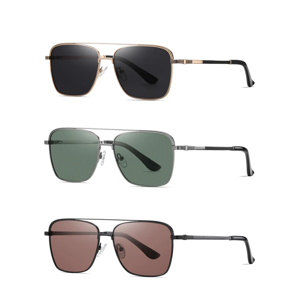 Double beams metal glasses custom logo branded running TAC sunglasses polarized for men eyewear