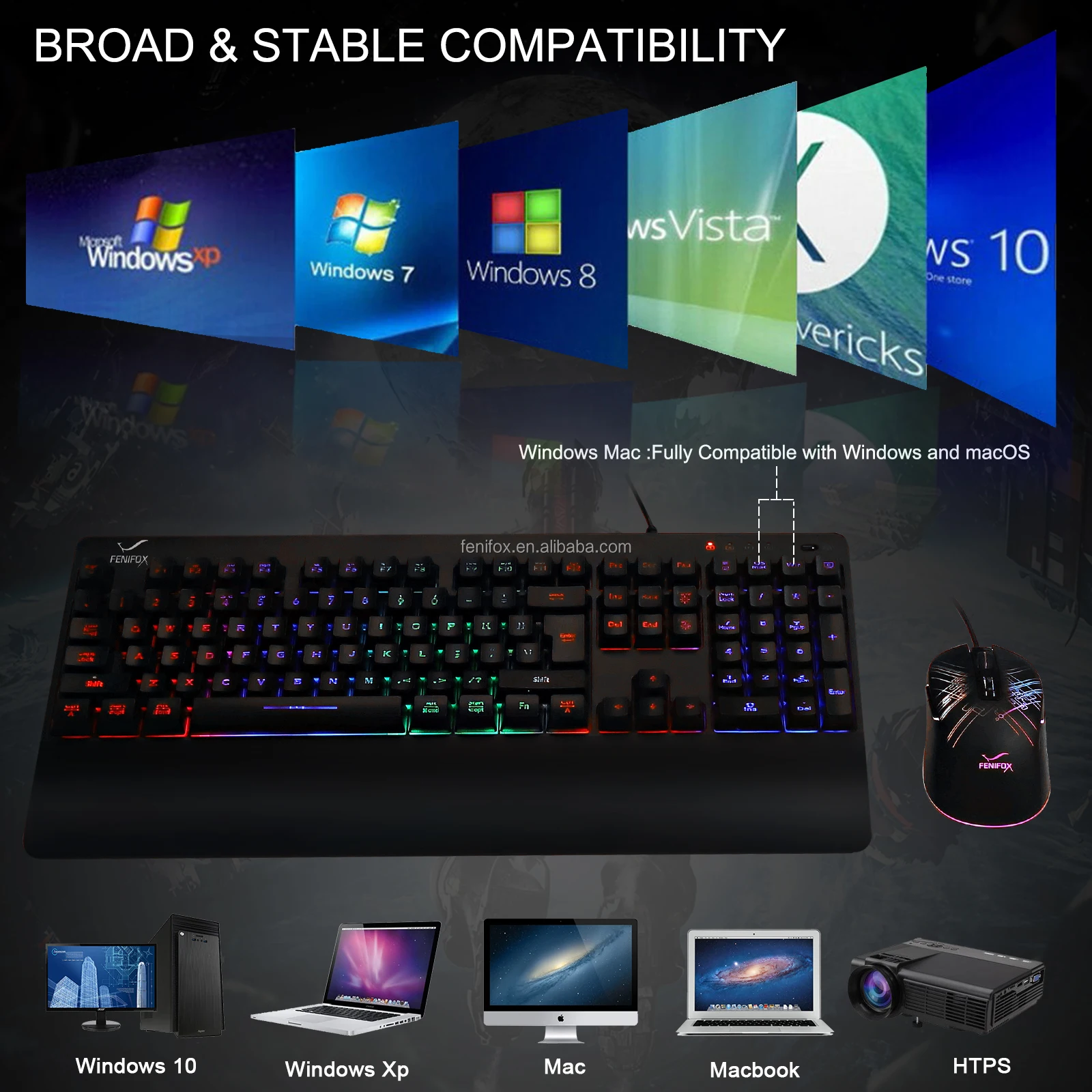 Big Palm Rest Ergonomic RGB Backlight Illuminated Game Light Gaming keyboard and Mouse Combo