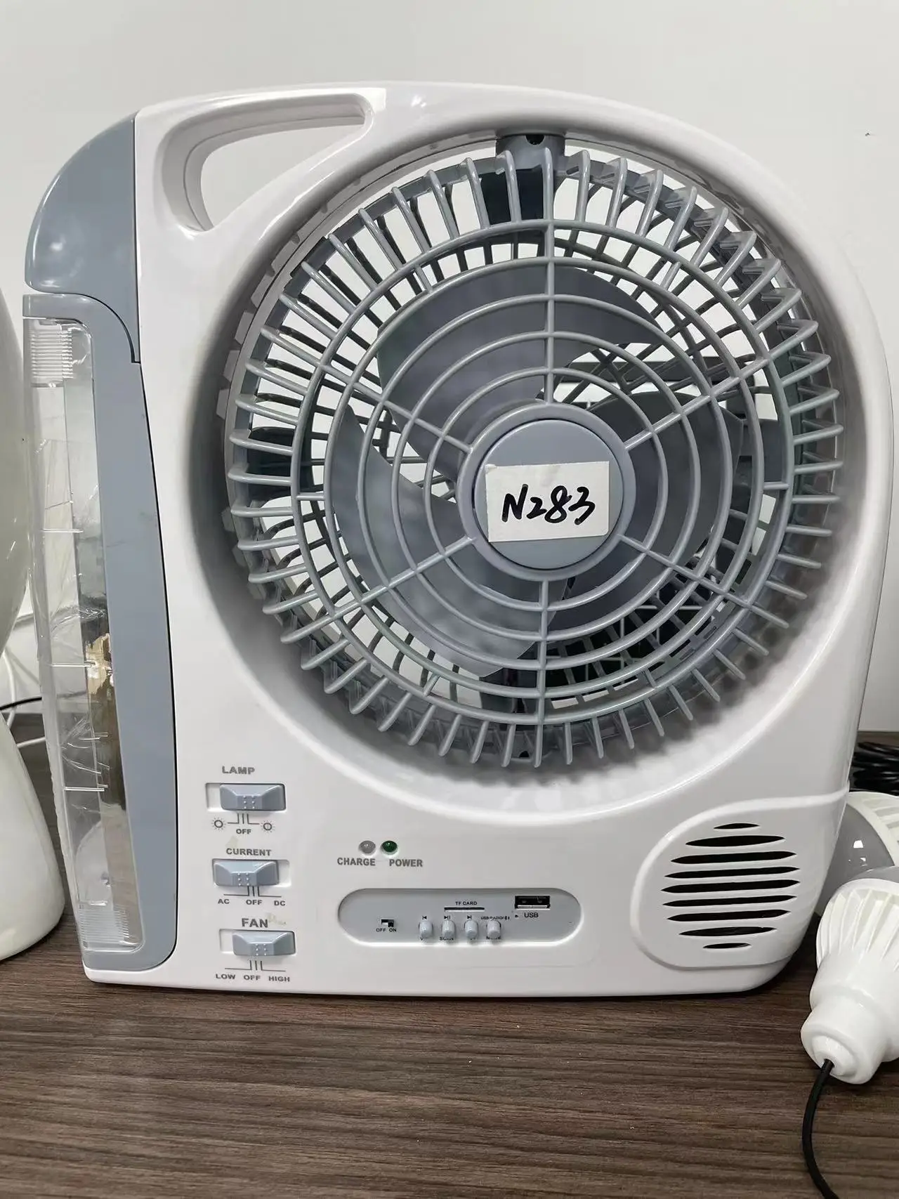 8 inch mini fan rechargeable with led lamp usb charging FM radio portable multifunctional table fan