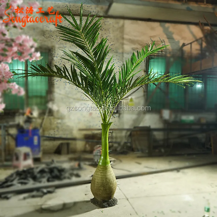 Artificial Outdoor Fiberglass Tall Trees Wine Bottle Coconut Palm Tree For Shopping Mall Indoor Decoration