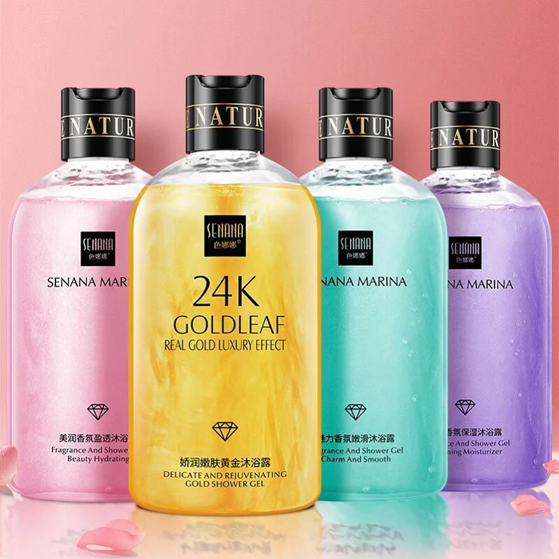 Custom Logo 24K Pure Gold Private Label Smooth Skin Whitening Body Wash Women Fragrance Shower Gel