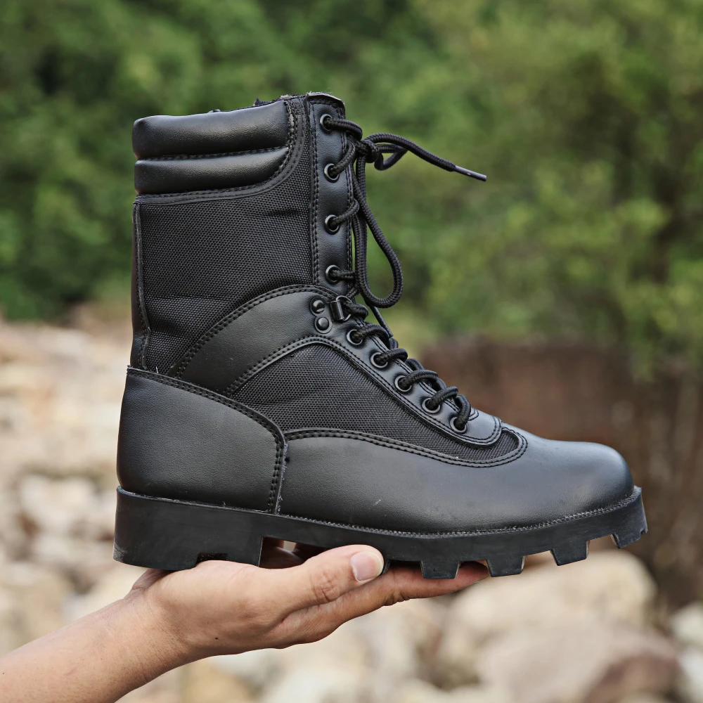 Panama Sole Cheap Training Hiking Tactical Black Leather Boots Unisex