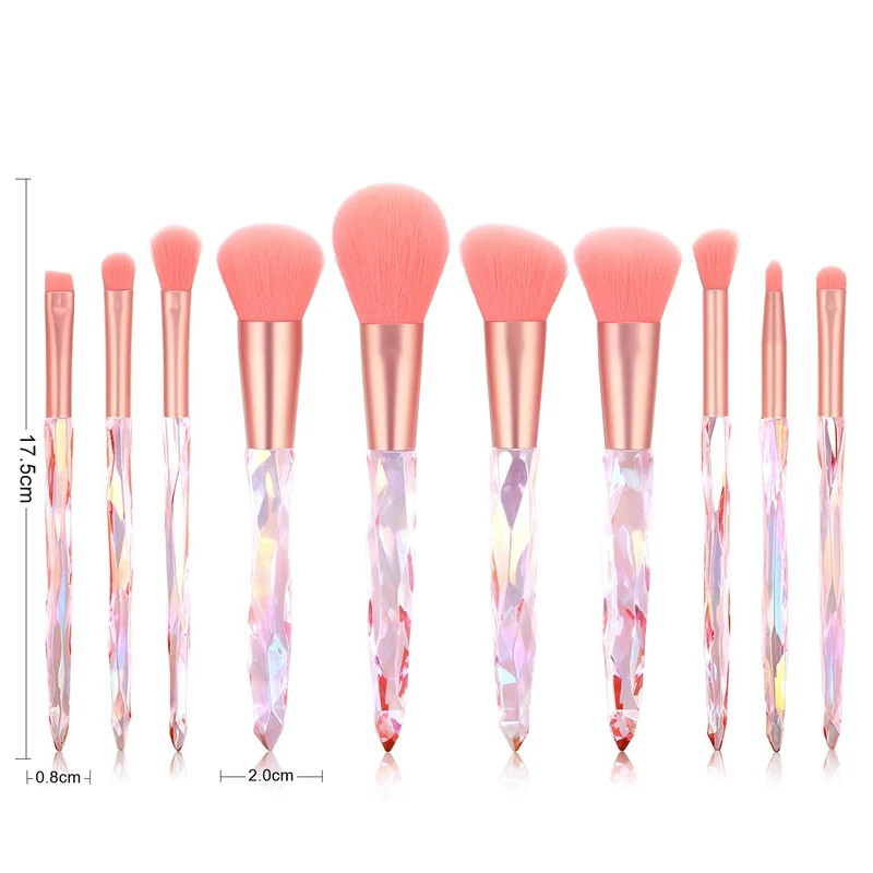 10 шт. Роскошный Высокое качество delicay набор кистей для макияжа веганских материалов розового цвета с бриллиантами частная этикетка, набор кистей для макияжа