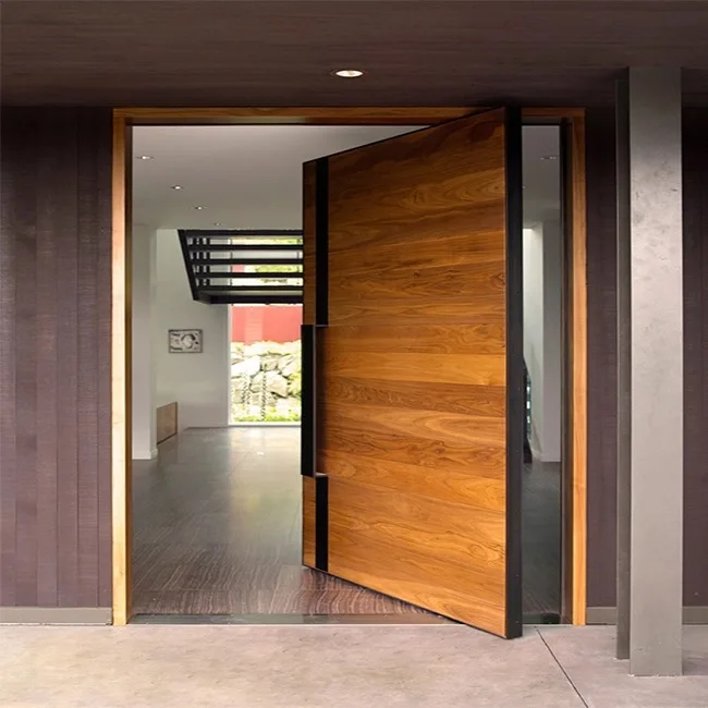 Seeyesdoor Customized Front Security Foshan Factory Wooden Pivot Entrance Door External Modern Wood Exterior Entry Door