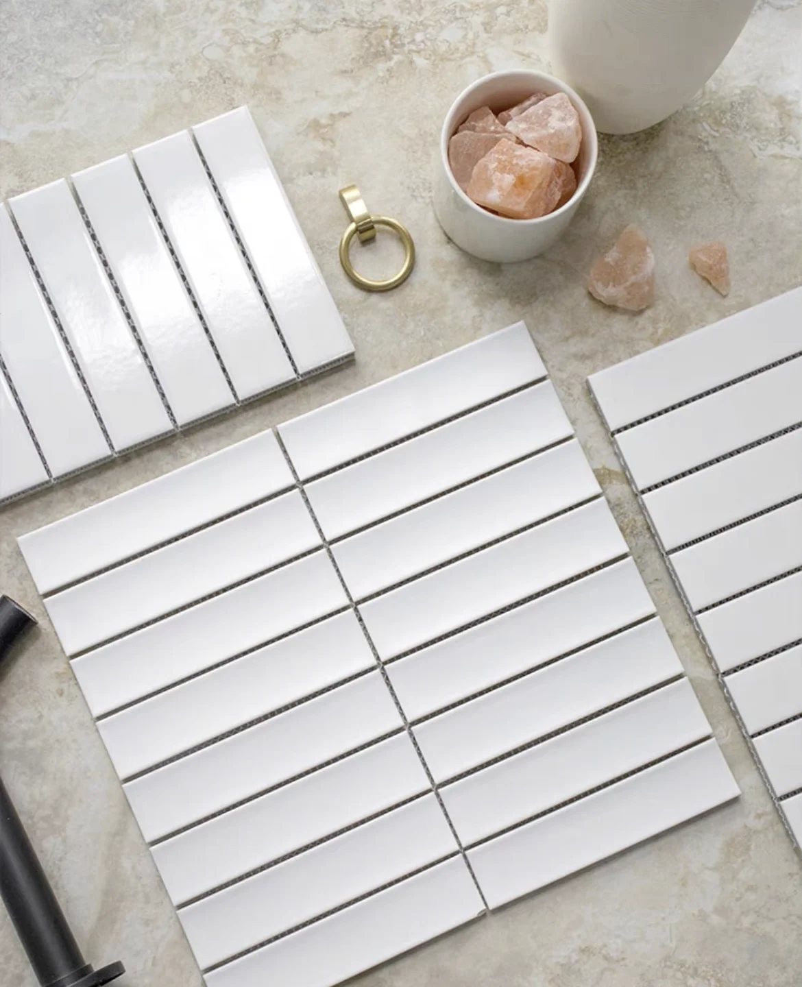 Hot Sale Bathroom Shower Kitchen Backsplash Wall Glazed Ceramic Stackbond Strip Kitkat Finger Tiles Mosaic