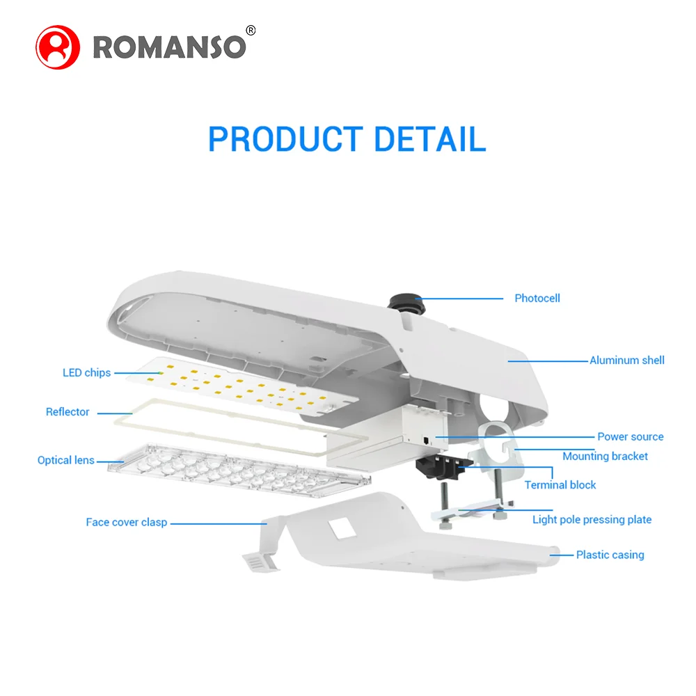 Heavy-duty Cast Aluminum Housing PC Lens Sensor LUMILEDS 5050 Led Road Lighting 70w