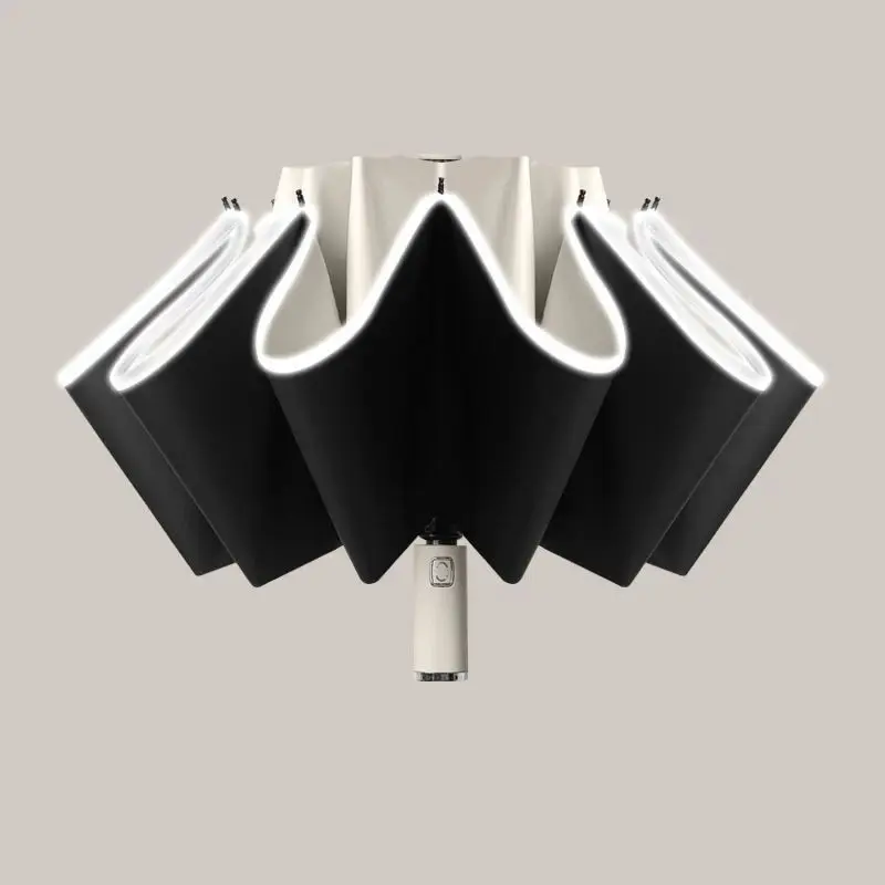 LSP28 New design Uv Proof 10K Large Windproof Umbrella with Reflective Strip Full Automatic Folding Sun Rainy Golf Umbrella