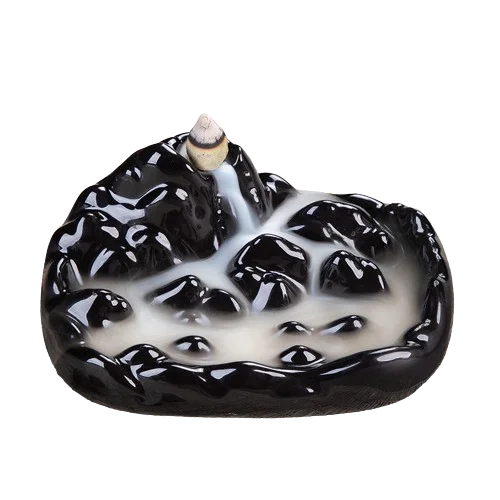 Ceramic Backflow Incense Burner Sandalwood Tea Fir Scented Waterfall Incense Cones Relaxation Purification Meditation Yoga Gift