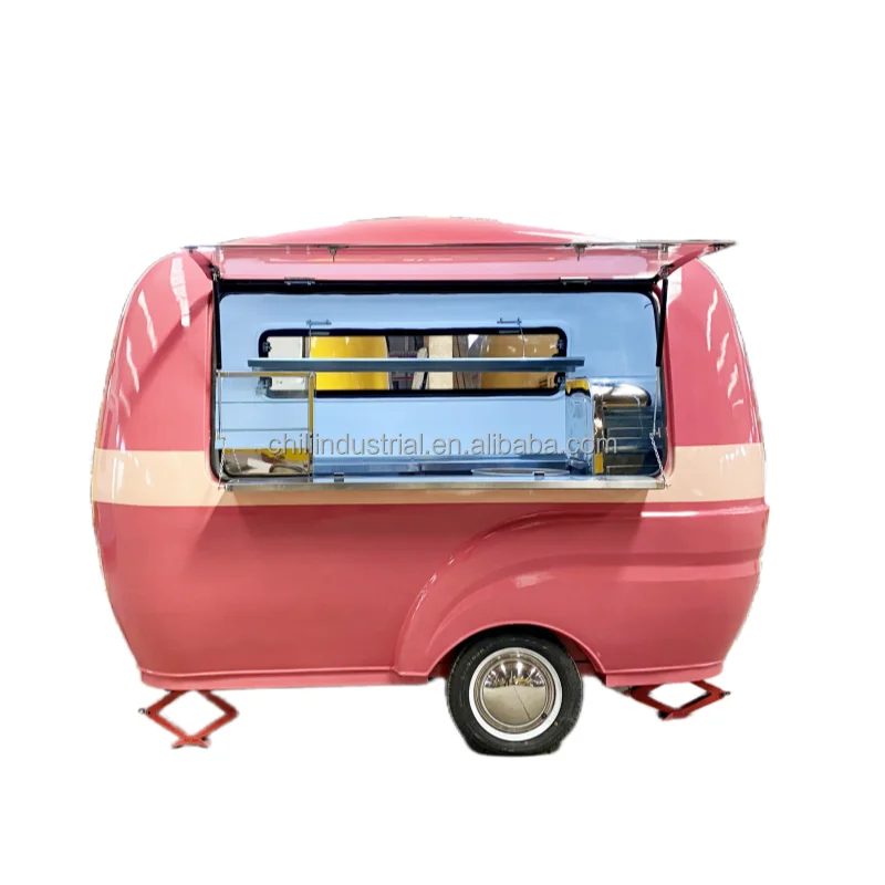Small Outdoor Truck With Freezer Pet Van Juice Wine Kiosk Bar Food Trailer Lovely Decorative Flower Italian Ice Cream Cart