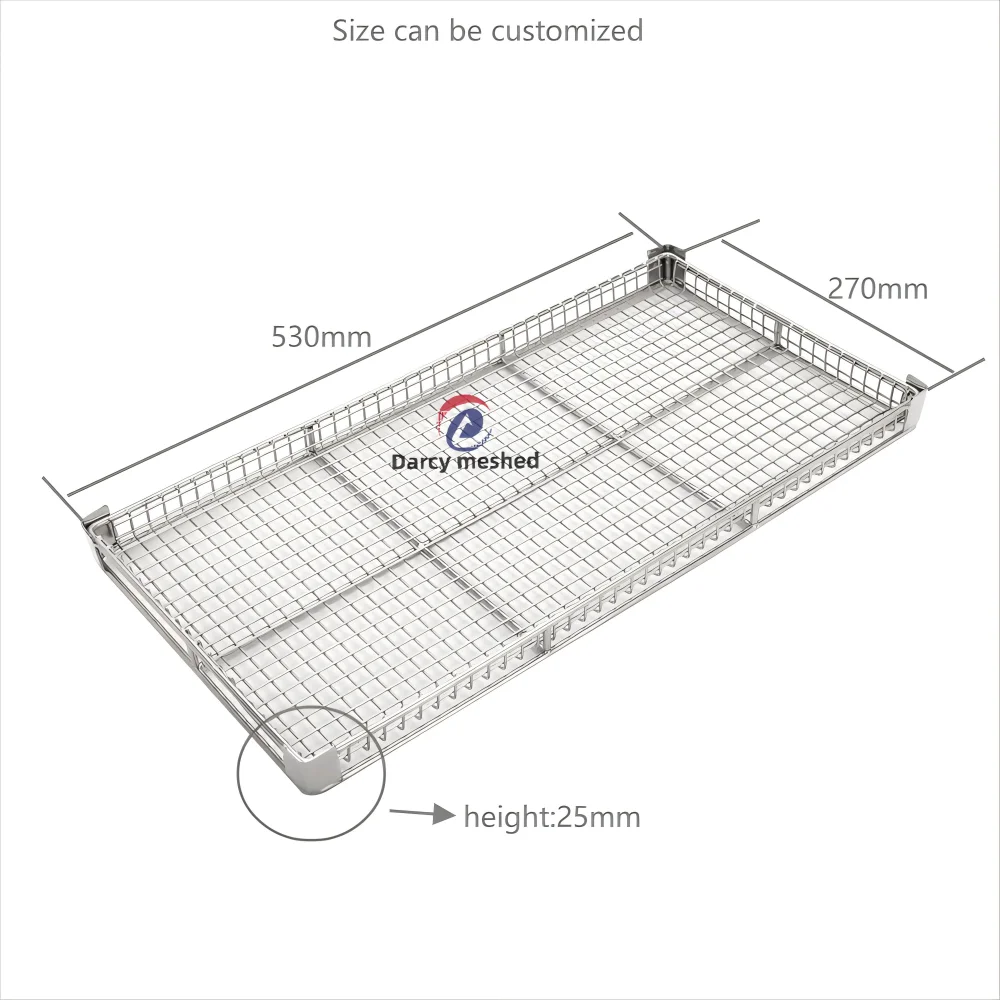 Wire Mesh Fruits Tray with Handle For Vegetables Fruit for Kitchen Storage Basket Wholesale price for sale kitchen Accessories