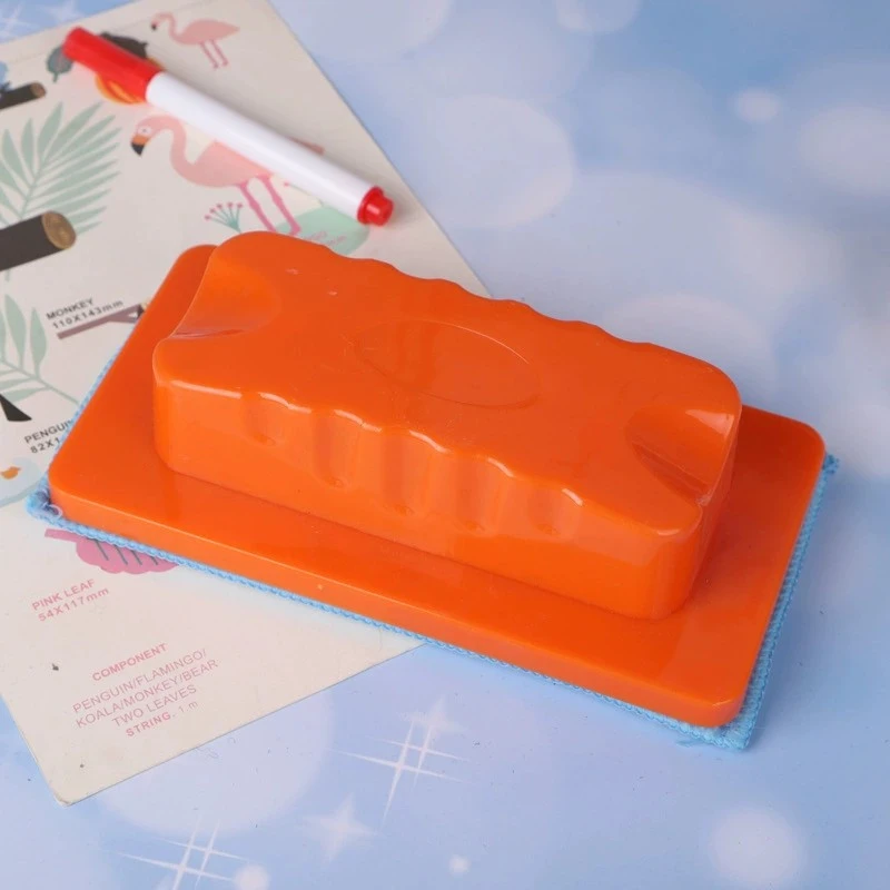 Wholesale magnetic board eraser plastic whiteboard eraser with fibre cloth customized