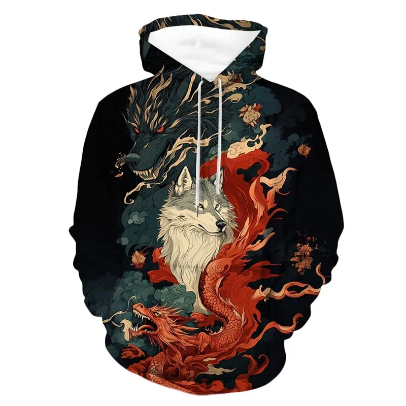 3D Print Chinese Traditional Dragon Graphic Hoodies For Men New In Casual Oversized Pullover Sweatshirt Mens Sport Tracksuit