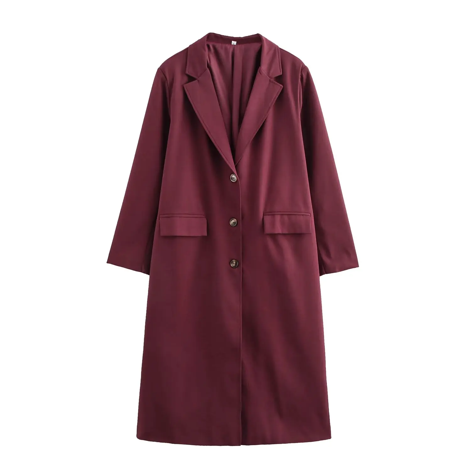 PB&ZA Women 2024 Autumn New Fashion Ancola red vintage trench Coat Vintage Long Sleeve Female Chic Overcoat