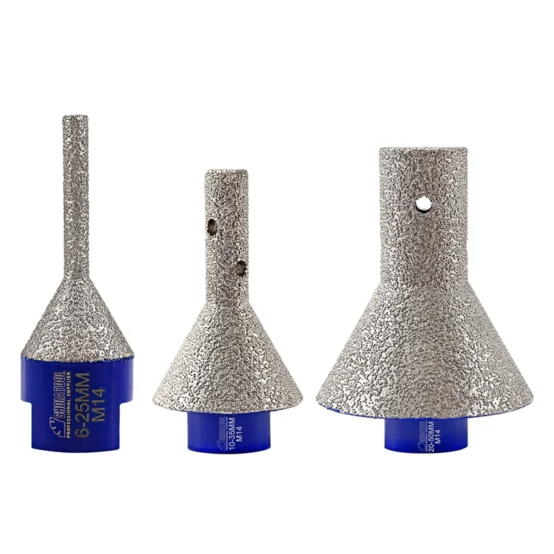 Dia 6/10/20mm Vacuum Brazed Diamond Chamfering Bit For Bevel Ease Chamfers Round Bevel Existing Holes in Granite Marble Tile