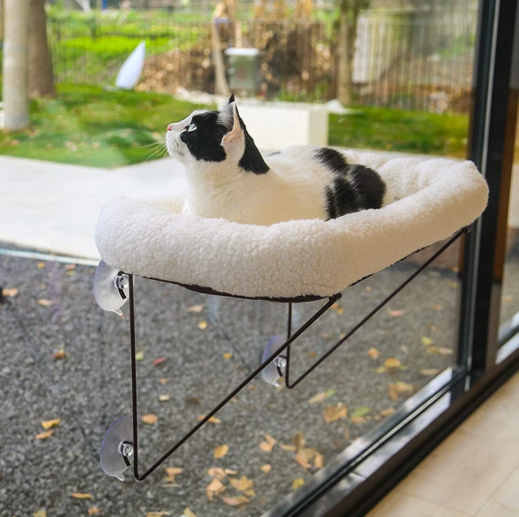 Manufacturer Custom Fluffy comfort Cozy Calming Cat Hammock Modern Cute Soft White Sherpa Fleece Hanging Bed