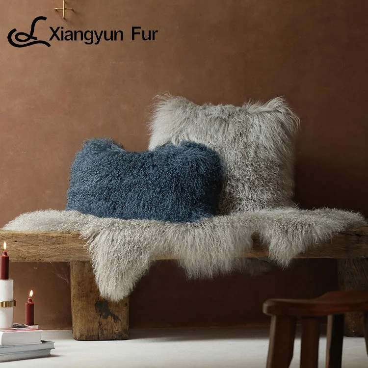 Advanced Luxury Decorative r Living Room Designers Sofa Lambskin Pillow Tibetan Sheepskin Soft Mongolian Fur Pillows