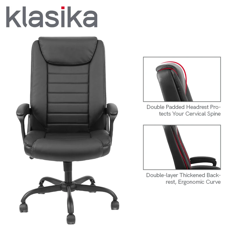 
In Stock Swivel Leather Chair Boss Office Chair Executive Chair with Padded Armrest 