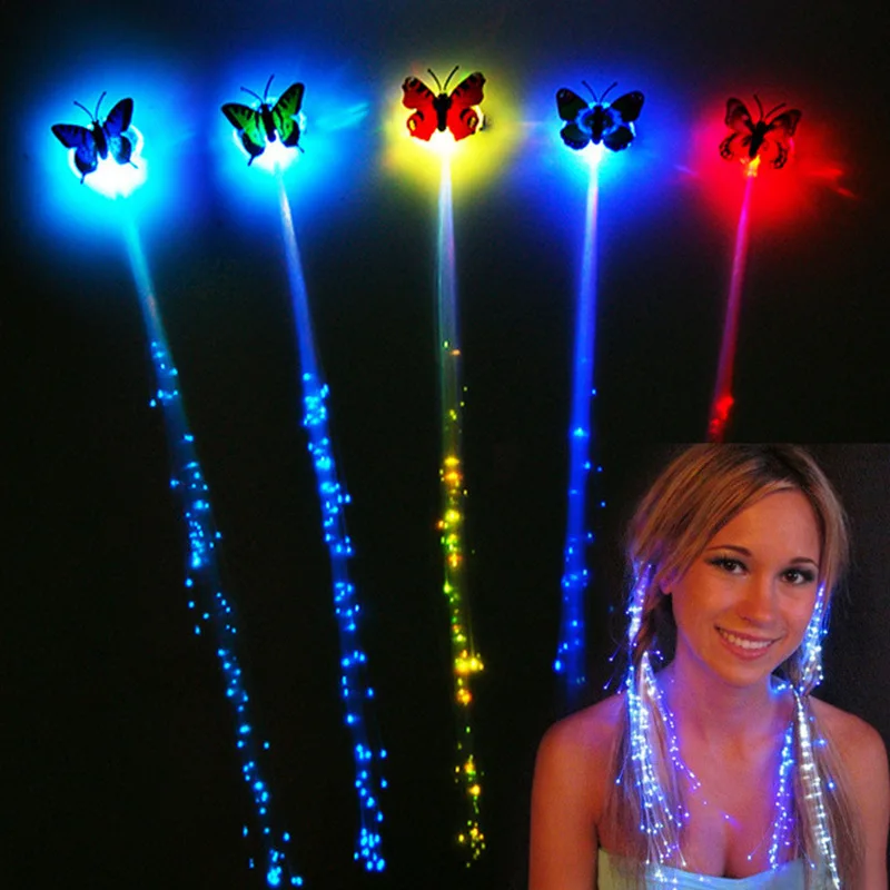 party glow butterfly braided headdress the festival is celebrated butterfly glow stick child led flashing hairpins