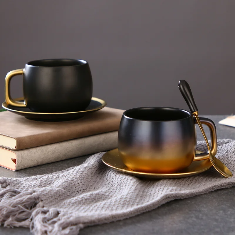 Hot Selling Porcelain Espresso Coffee Saucer Retro Gradientcoffee Cup And Saucer Ceramic Set