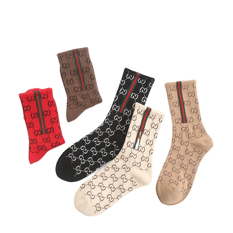 
Crew Cotton Socks GG Socks Fashion Style Breathable Women Men Unisex Socks 