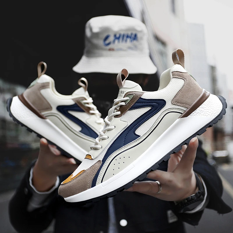 Высококачественная обувь из натуральной кожи в европейском стиле, дышащая сетчатая обувь с пользовательским логотипом, серая прогулочная мужская повседневная обувь oem для мужчин