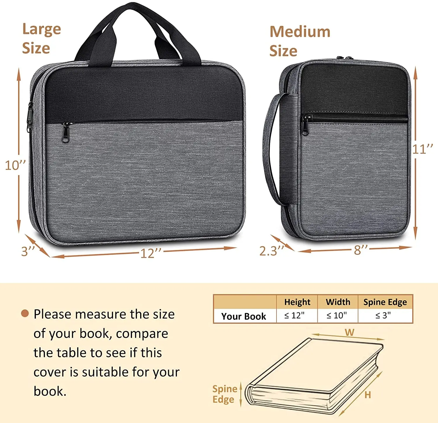 Wholesale Logo Printed Top Tote Handle Carrying Bookcase Zipper Pocket 2 Tone Large Church Holy Book Protective Bible Cover