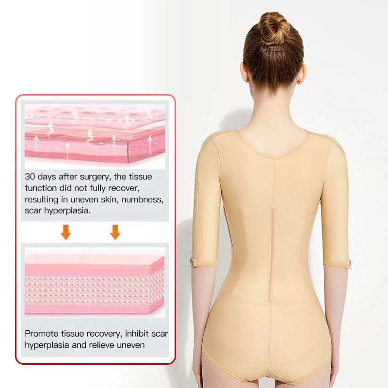 High Quality Colombianas Faja Bodysuit Open Bust Upper Arm Shaper Post Surgery Compression Garment with Tummy Control Function