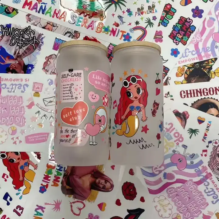 1000+ New Nice Custom Nurse UV DTF Cup Wrap Decal Sticker Uv dtf Cup Wraps Valentines for 16oz Libbey Glass wrap