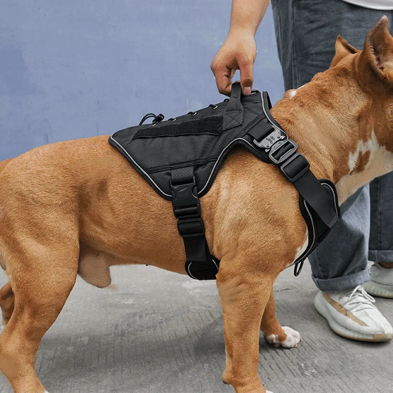 Molle System Outdoor Tactical Harness Vest Safety Reflective Dog Training Harnesses for Large Medium Sized