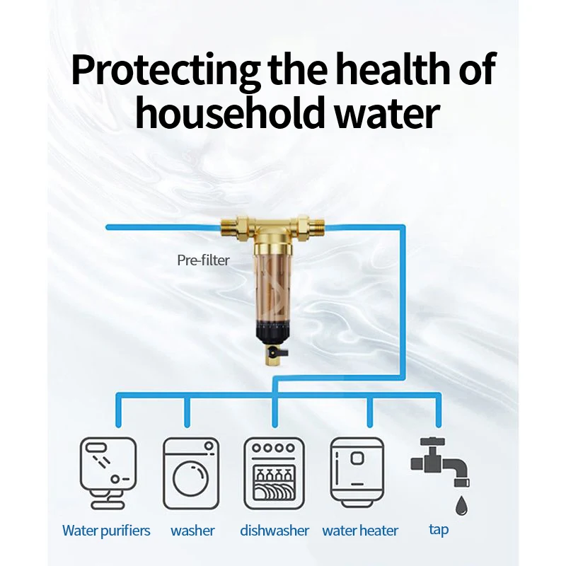 New Brass stainless steel Flushable Filtration Cement Sand Faucet Water Prefilter