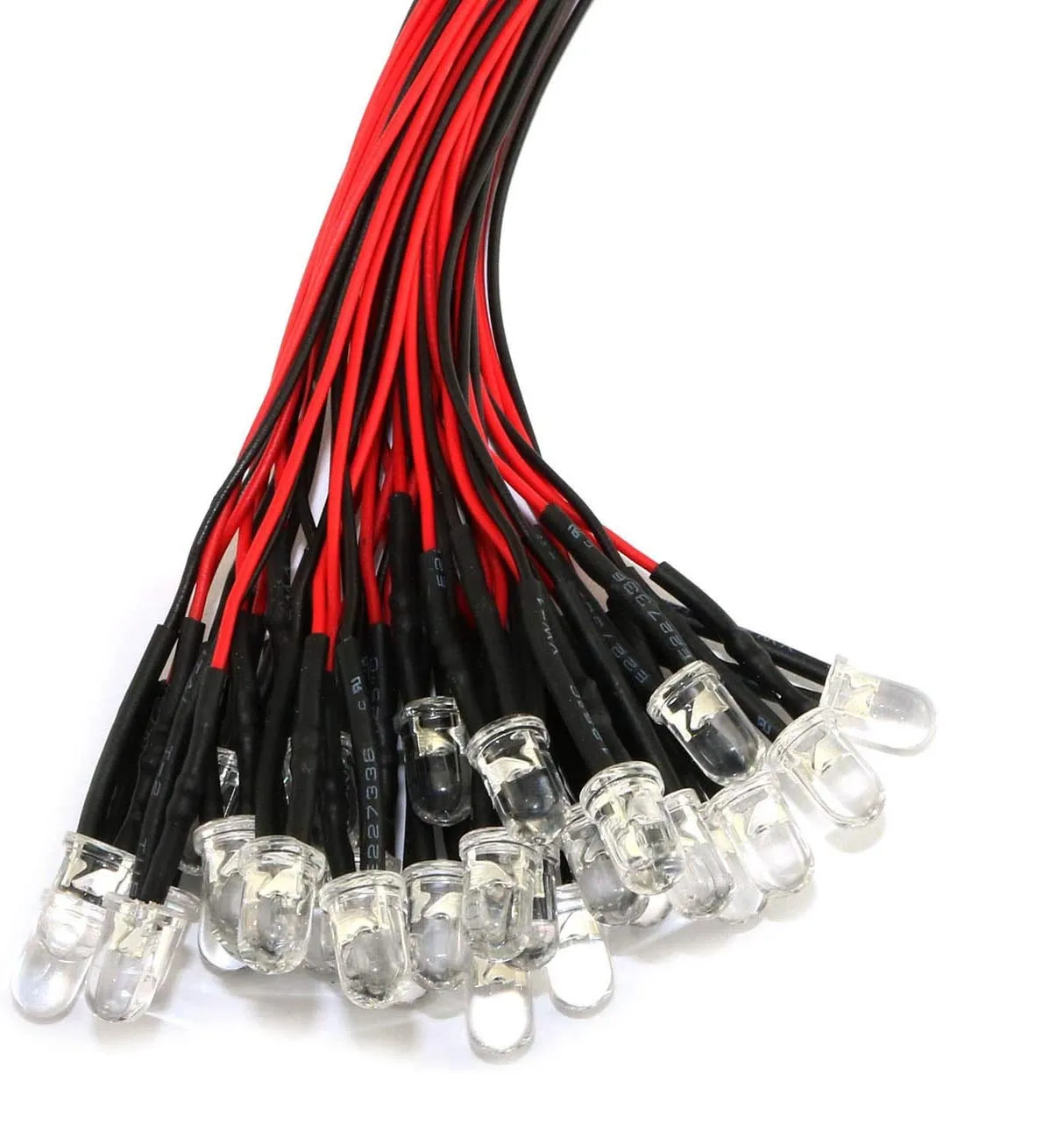 colorful DC5V- 24V 5mm LED Bulb Pre wired Light Emitting Diodes with Small 20cm Wire Pre-Wired Water Clear LED lights DIY