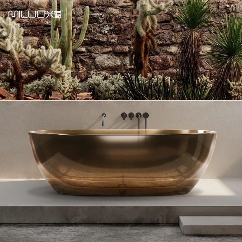 Transparent Resin Bath Tub Oval clear Modern Colored Bathtubs for Hotels and Villas Projects