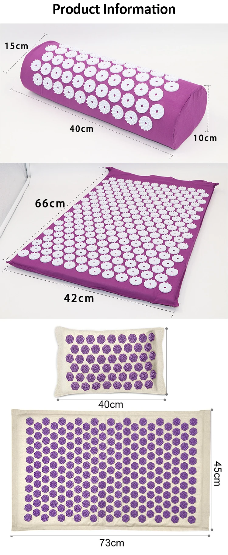 Wholesale Eco friendly rubber cotton pillow bag cushion set foot neck spike acupuncture yoga massage mat