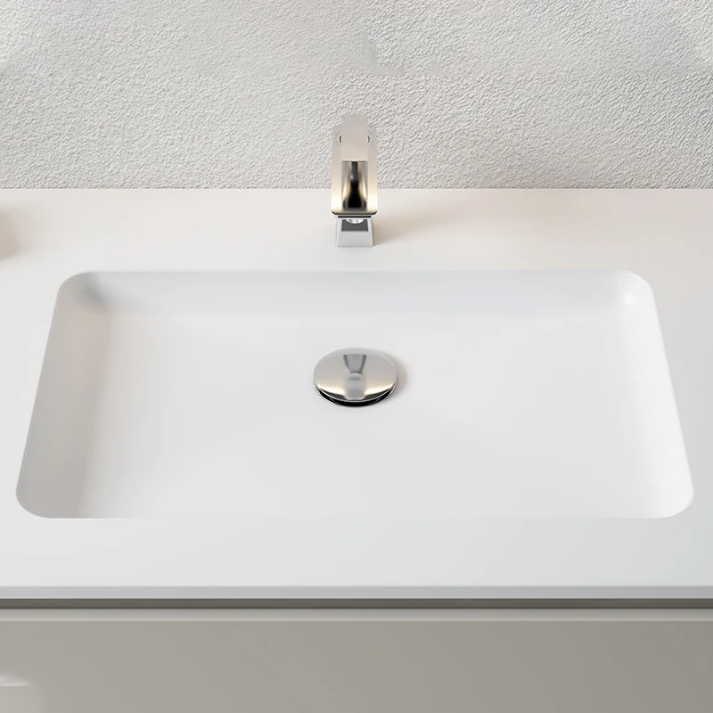 Flat Resin Stone Solid Surface Bathroom Sink/Square Shower Wash Basin