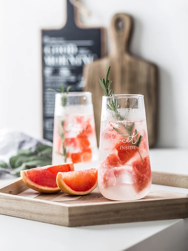 2021 Hot Sale Wholesale Custom Logo nordic Glassware clear Mug Heat Resistant cola fruit juice Glass Cup 450ml Cocktail Glass