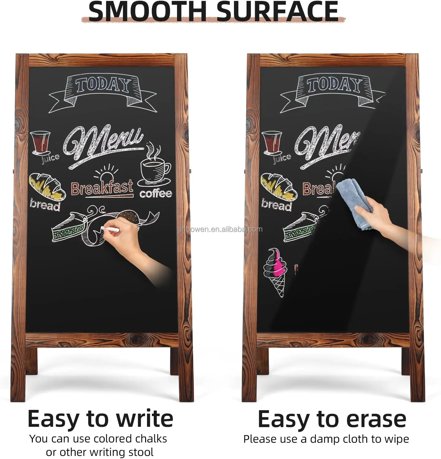 KBW Outdoor A Frame 40x20 Magnetic Standing Wood Framed Blackboard Sidewalk Menu Chalkboard for kitchen bar home restaurant