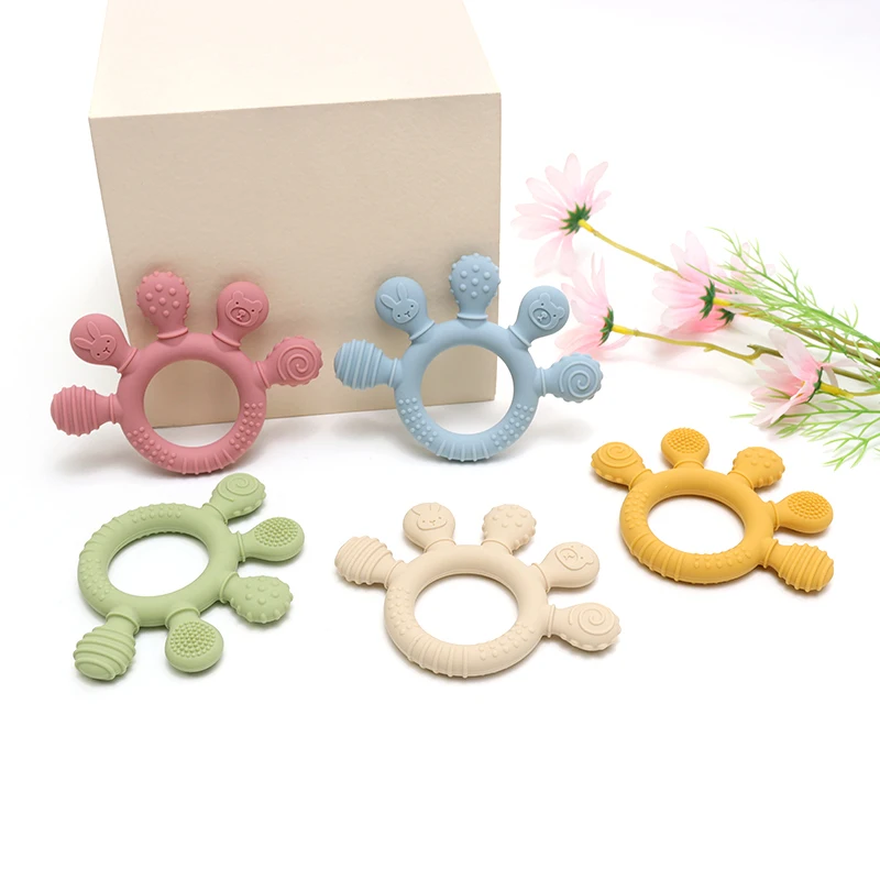 Harmless Silicone Teether palm Shape BPA Free Baby Teething Nursing Toy baby teether toy baby sensory stacking autism awareness
