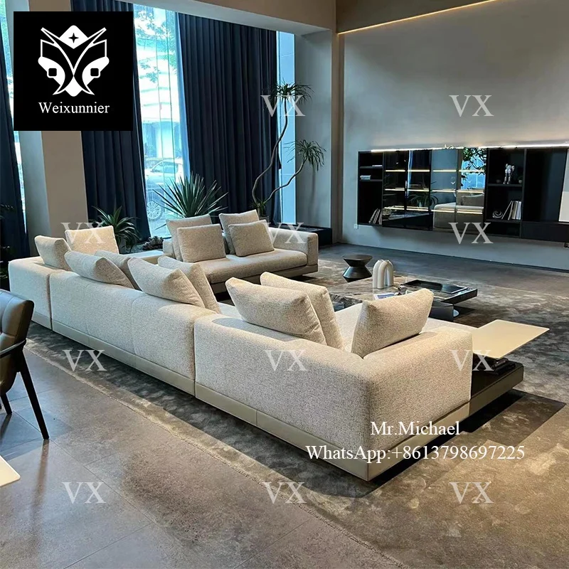 Modern Genuine Leather Design Living Room Connective Modular U-shaped Luxury Sofa Sectional Couch