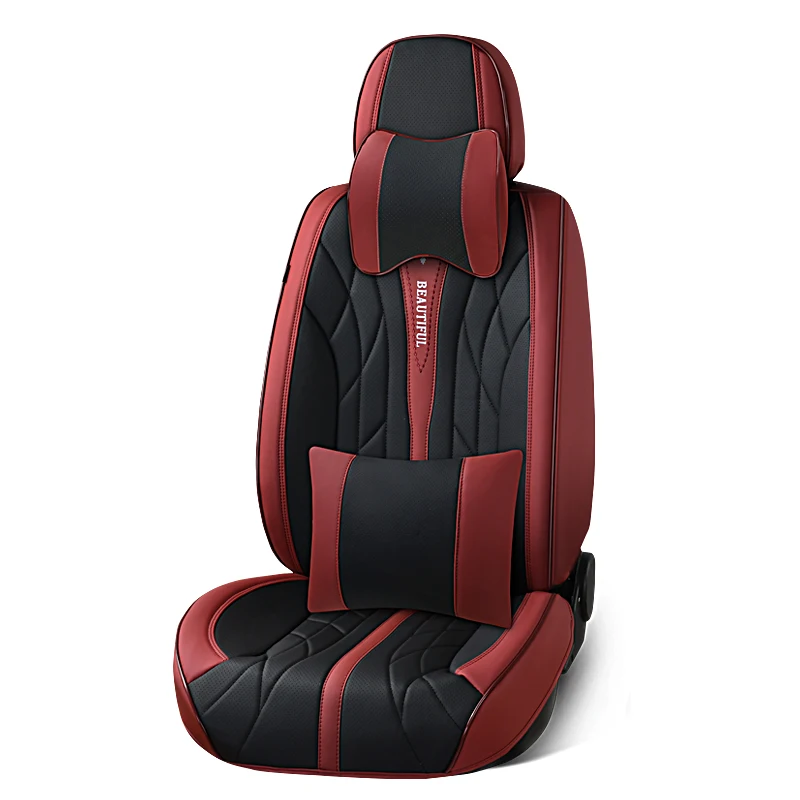 Customized PU/PVC Car Seat Cushion All Inclusive With Airbag Black Red Hot Sale General purpose five-seater car Car Seat Covers