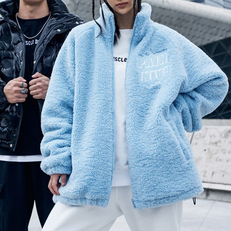 Wholesale winter Outdoor Clothing Mens Custom Logo Sherpa Jacquard trapstar Fleece Jacket